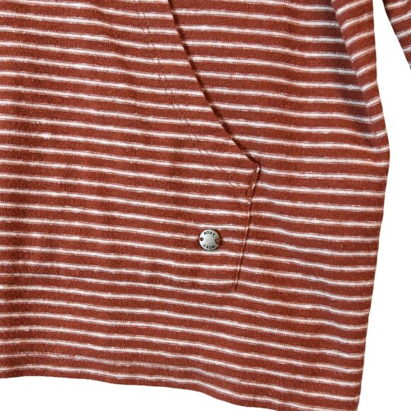 Roxy Rust White Striped Hoodie Size M Cotton Blend Pullover Casual Surf Skater - Picture 4 of 7